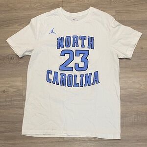Jordan White Tee with Blue North Carolina Print